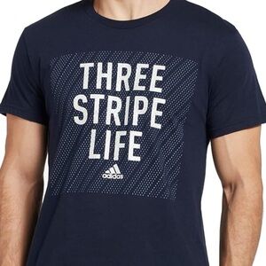 Adidas Dark Blue 'Three Stripe Life' Tee Men’s XL